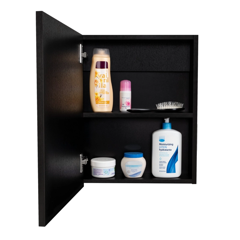 BOTIQUIN PARA BAÑO LUMO 50.5X40X12.2 CM WENGUE CON ESPEJO - 4