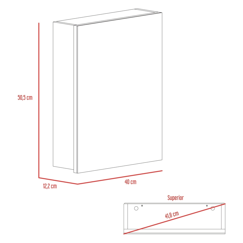 BOTIQUIN PARA BAÑO LUMO 50.5X40X12.2 CM WENGUE CON ESPEJO - 8