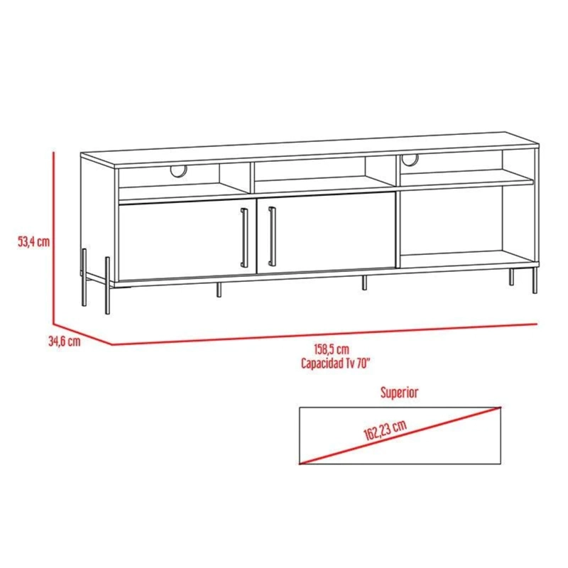 RACK DE TV 70' KAREV 2 PUERTAS MIEL 53,4X158,5X34,6 CM - 8
