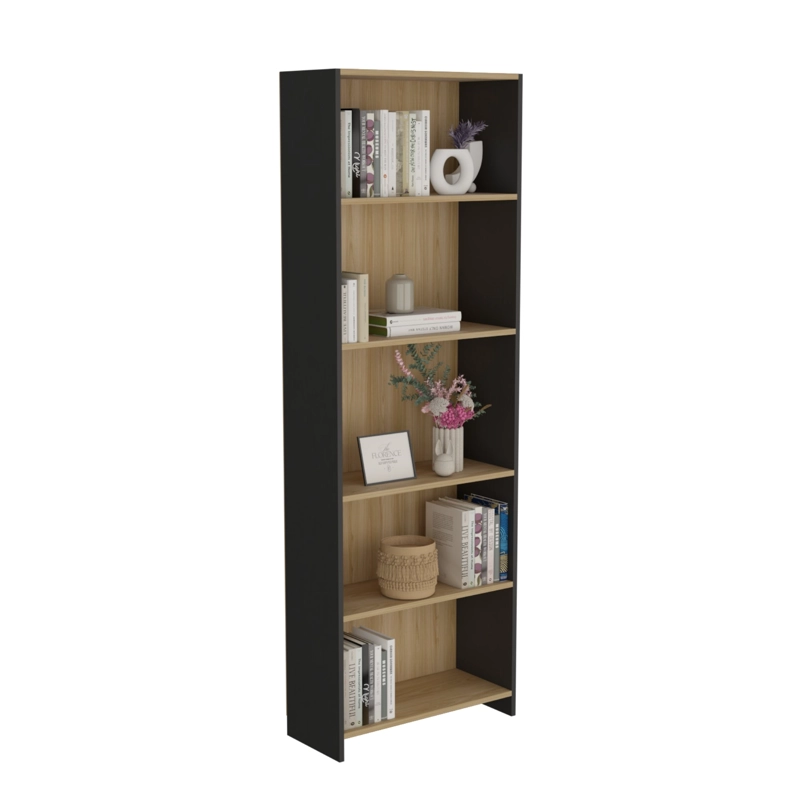 BIBLIOTECA 5 REPISAS LISA ECO FRESNO Y WENGUE 180,6X63X26,6 CM - 3