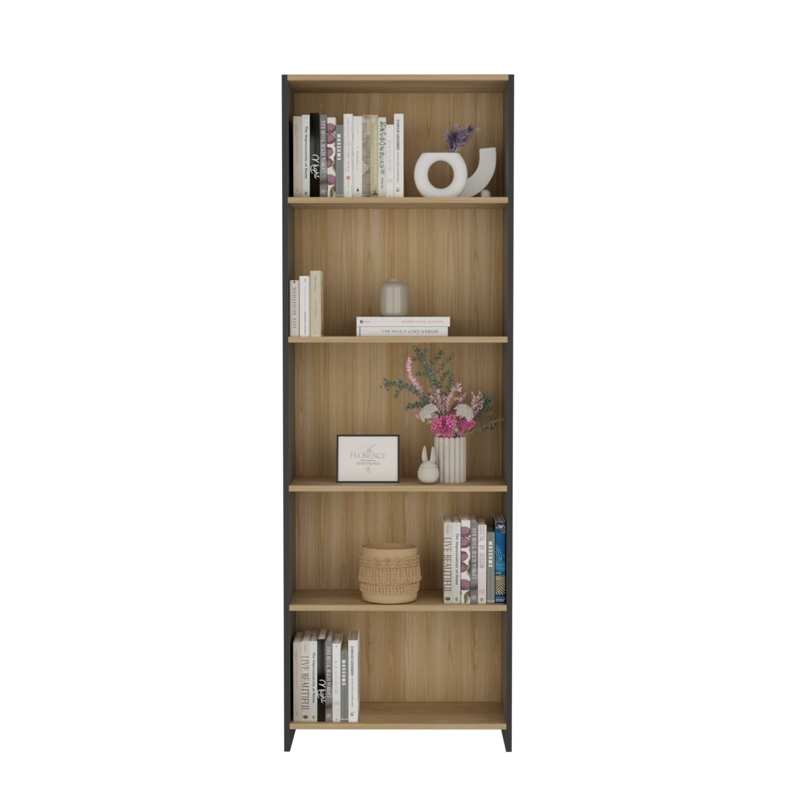 BIBLIOTECA 5 REPISAS LISA ECO FRESNO Y WENGUE 180,6X63X26,6 CM - 4