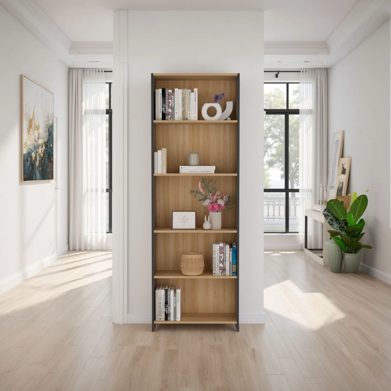 BIBLIOTECA 5 REPISAS LISA ECO FRESNO Y WENGUE 180,6X63X26,6 CM - 5