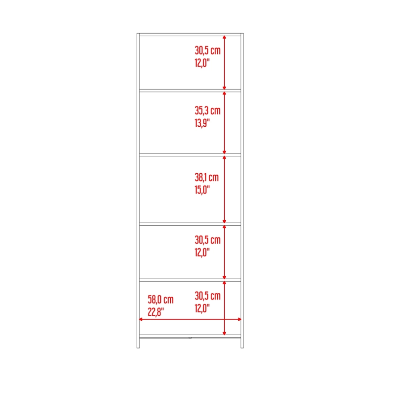 BIBLIOTECA 5 REPISAS LISA ECO FRESNO Y WENGUE 180,6X63X26,6 CM - 8