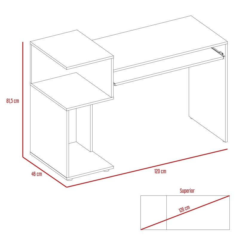 ESCRITORIO ATLANTER 81,5X120X46 CM ROVERE Y BLANCO - 7
