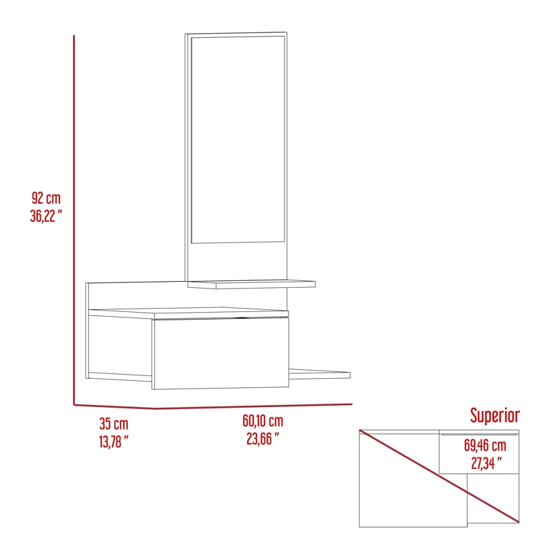 MUEBLE RECIBIDOR 1 CAJON VIENNA 90X60X35 CM BLANCO - 8
