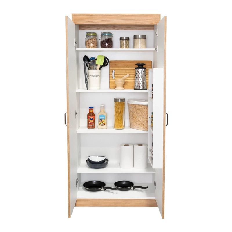 DESPENSA VARESE BLANCO Y FRESNO EUROPEO 160,7X70X36,3 CM 2 PUERTAS - 5