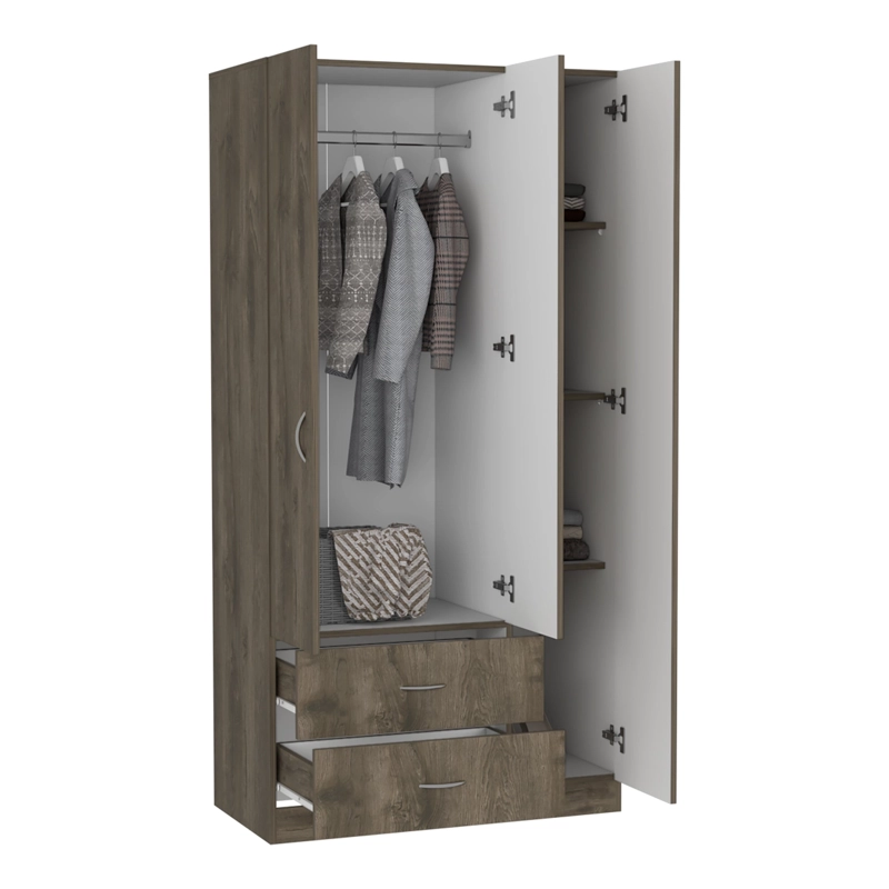 CLOSET 3 PUERTAS 2 CAJONES AUSTRAL 180X90X47 CM BELLOTA Y BLANCO - 3