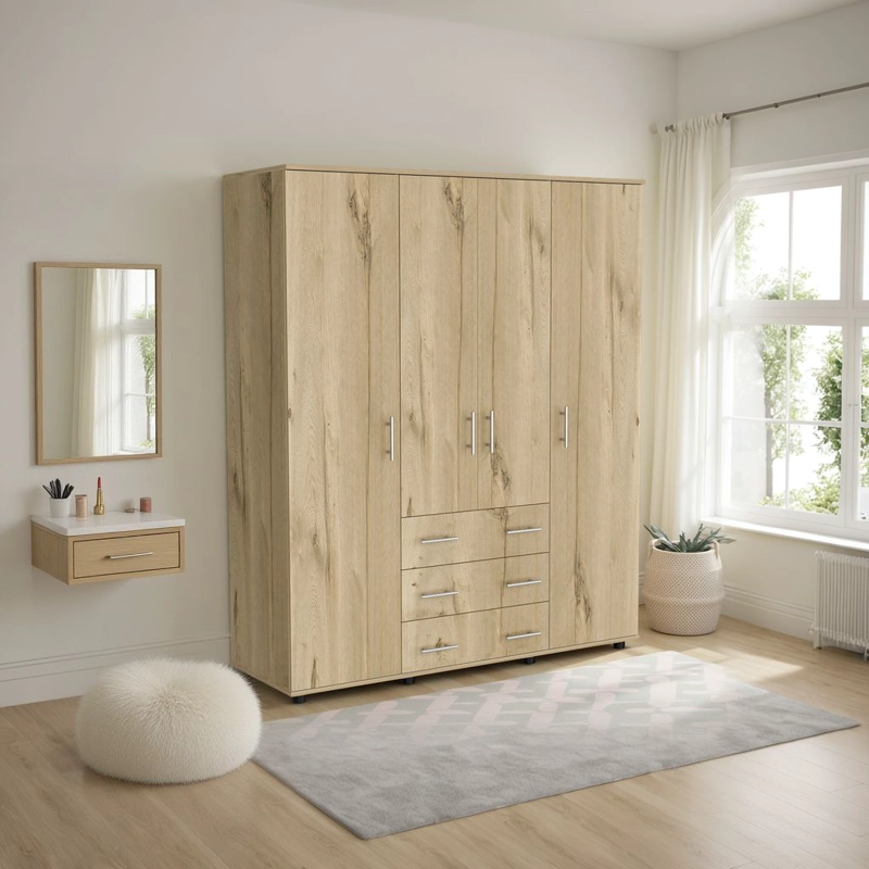 CLOSET 4 PUERTAS FONTAN 179X150X49,3 CM DUNA Y BLANCO - 5
