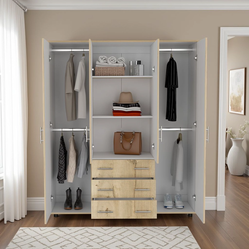 CLOSET 4 PUERTAS FONTAN 179X150X49,3 CM DUNA Y BLANCO - 6