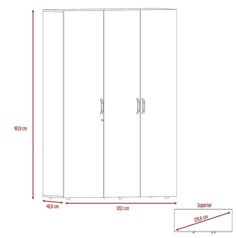 CLOSET 3 PUERTAS 1 CAJON ROKO MILAN Y BLANCO 181,9X120X47,3 CM - 7