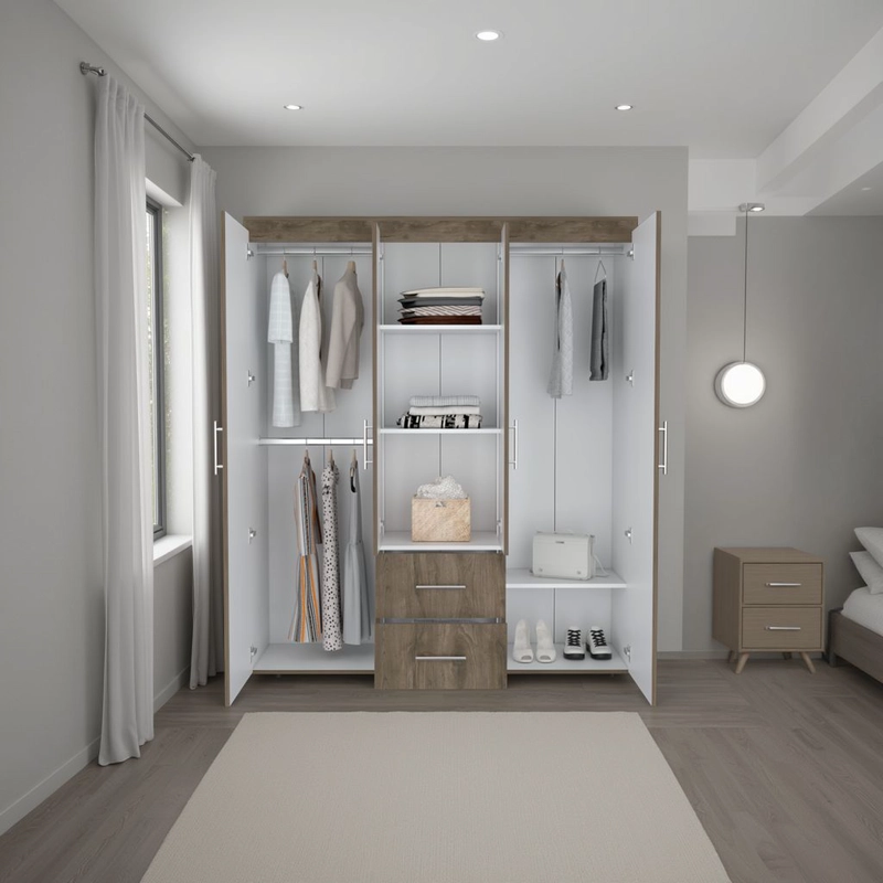 CLOSET 4 PUERTAS BARILOCHE ECO BELLOTA Y BLANCO 177,9X150,3X50,4 CM - 6