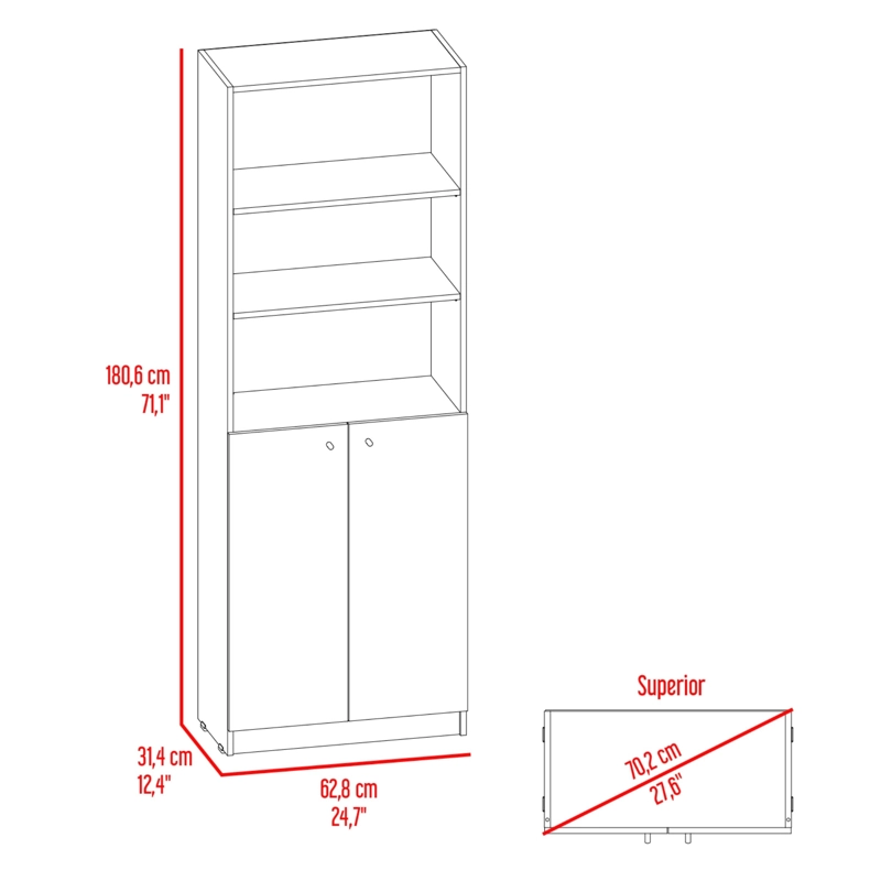 ESTANTE 2 PUERTAS HOME E4 180,6X62,8X29,9 CM WENGUE Y MILAN - 8