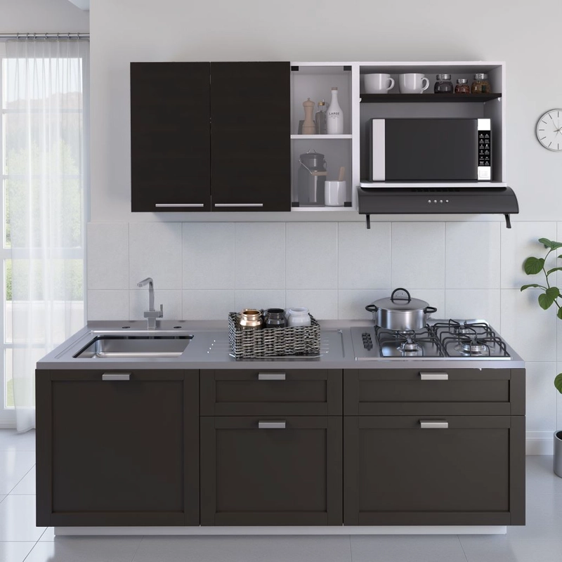 MUEBLE DE COCINA MURAL GINA 60.2X150X40 CM BLANCO Y WENGUE - 6