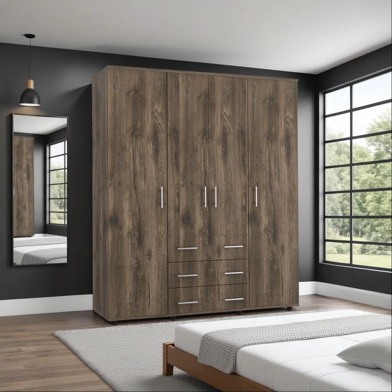 CLOSET 4 PUERTAS FONTAN 179X150X49,3 CM BELLOTA Y BLANCO - 5
