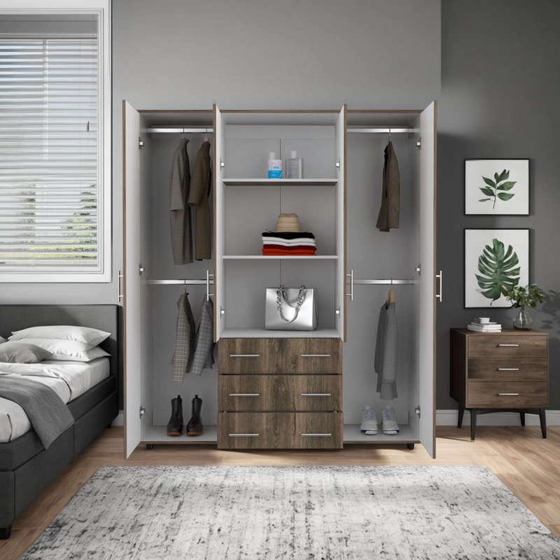 CLOSET 4 PUERTAS FONTAN 179X150X49,3 CM BELLOTA Y BLANCO - 6