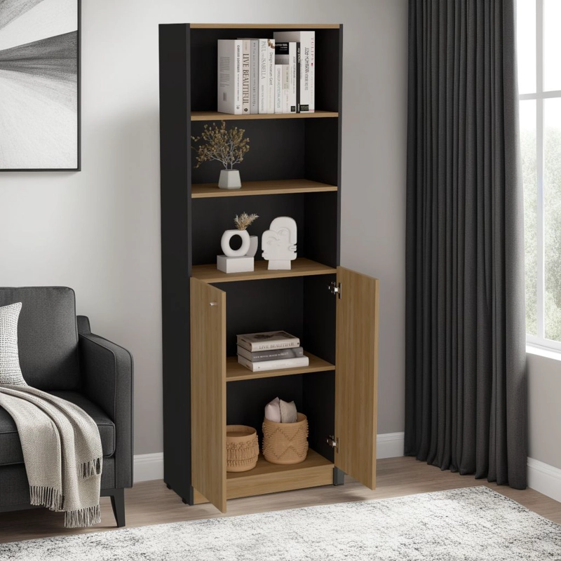 ESTANTE 2 PUERTAS HOME E4 180,6X62,8X29,9 CM WENGUE Y FRESNO - 5