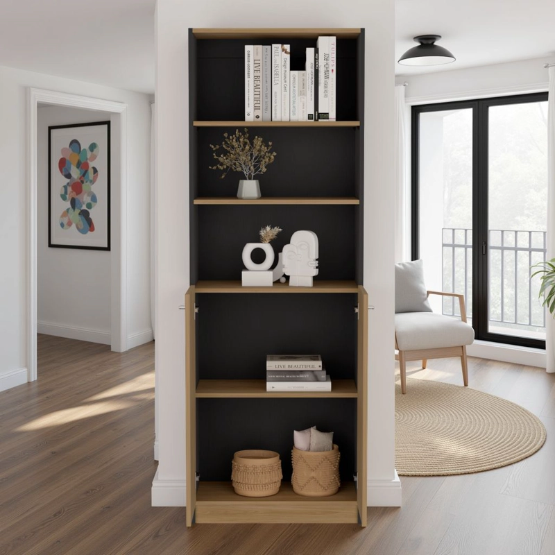 ESTANTE 2 PUERTAS HOME E4 180,6X62,8X29,9 CM WENGUE Y FRESNO - 6
