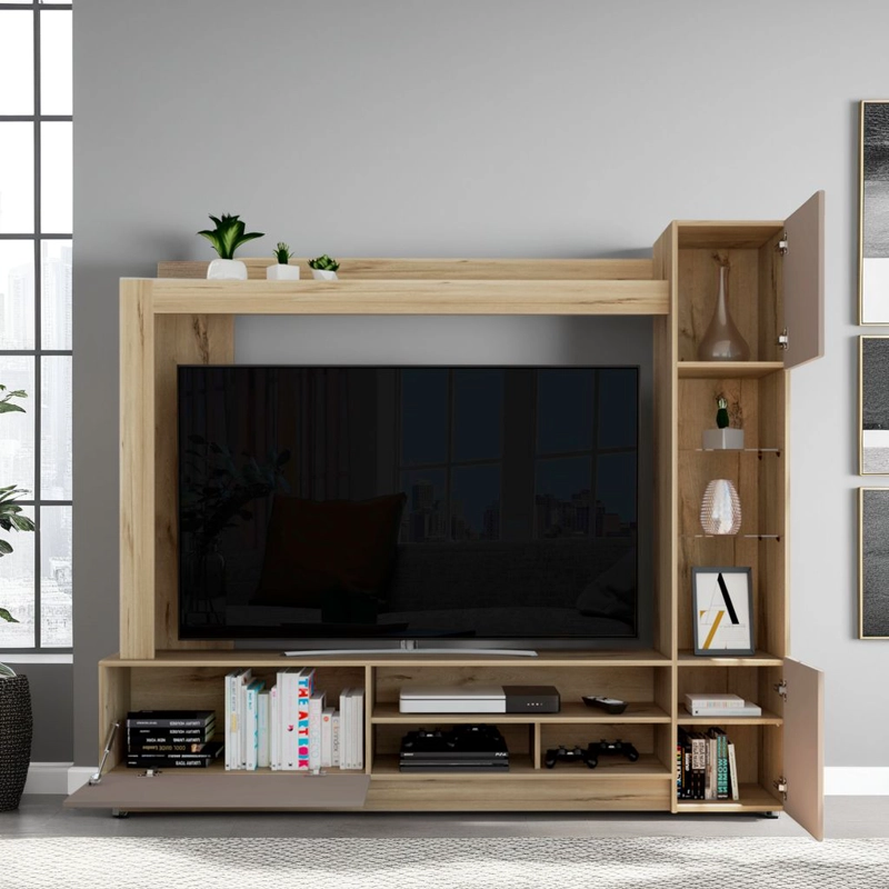 ESTANTE TV 65' NIZZA DUNA Y TAUPE 174,8X204X36,5 CM - 6