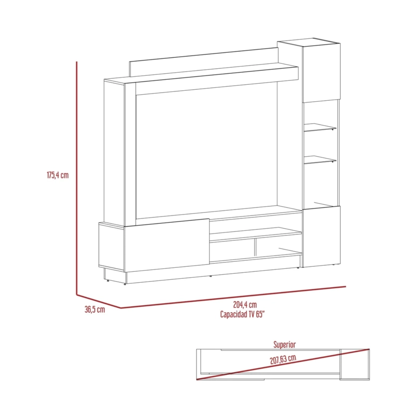 ESTANTE TV 65' NIZZA DUNA Y TAUPE 174,8X204X36,5 CM - 7