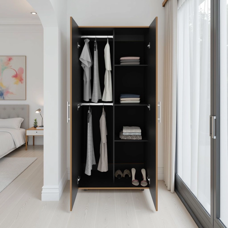 CLOSET 2 PUERTAS TERA FRESNO EUROPEO Y WENGUE 180X80X48 CM - 5