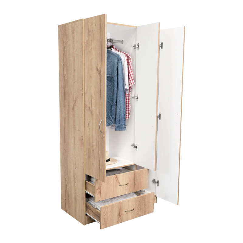 CLOSET 3 PUERTAS 2 CAJONES AUSTRAL 180X90X47 CM DUNA Y BLANCO - 4