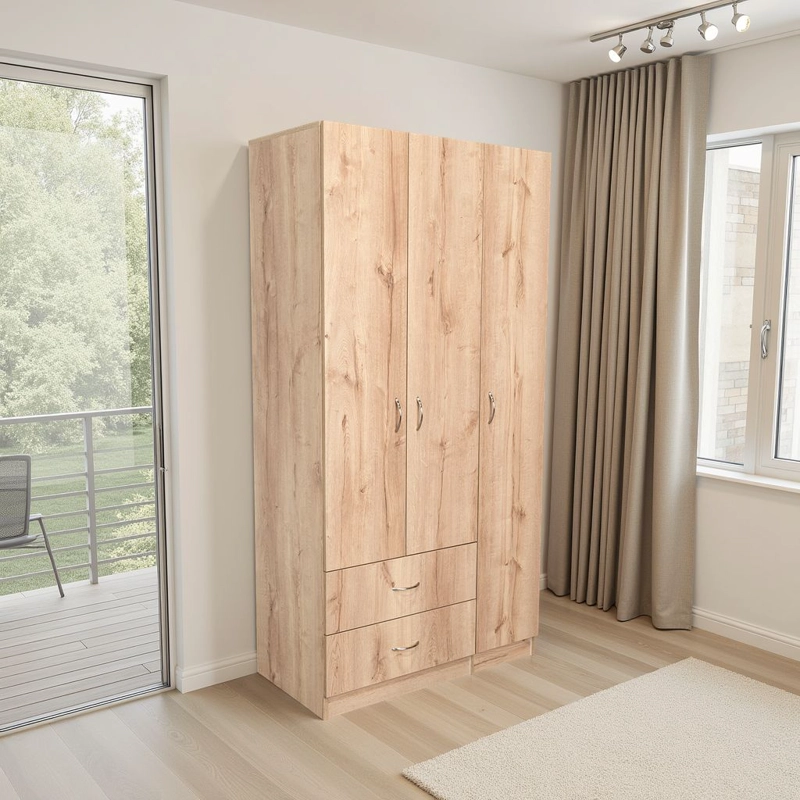 CLOSET 3 PUERTAS 2 CAJONES AUSTRAL 180X90X47 CM DUNA Y BLANCO - 6