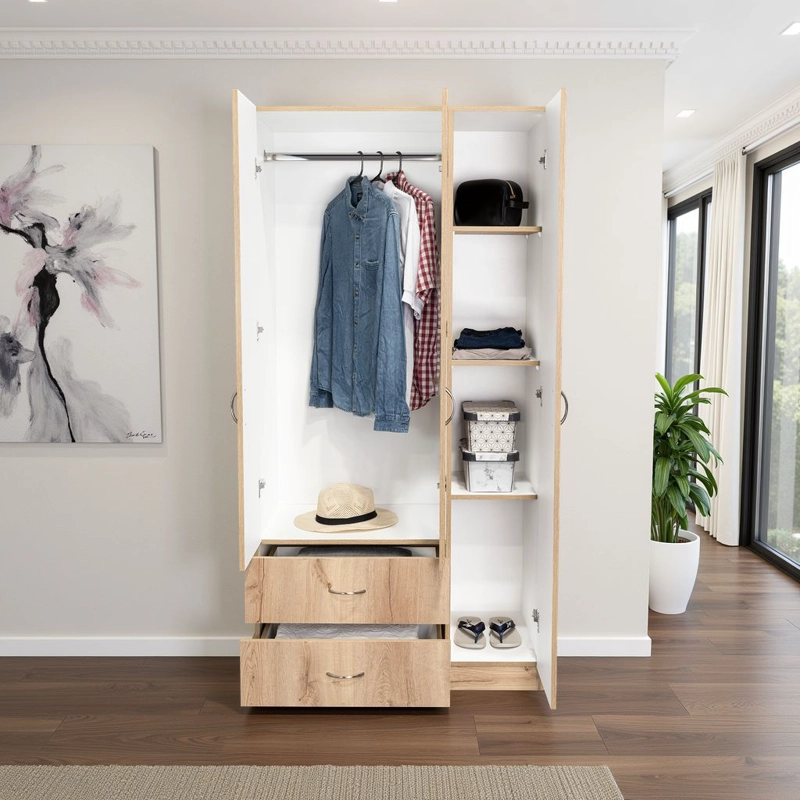 CLOSET 3 PUERTAS 2 CAJONES AUSTRAL 180X90X47 CM DUNA Y BLANCO - 7