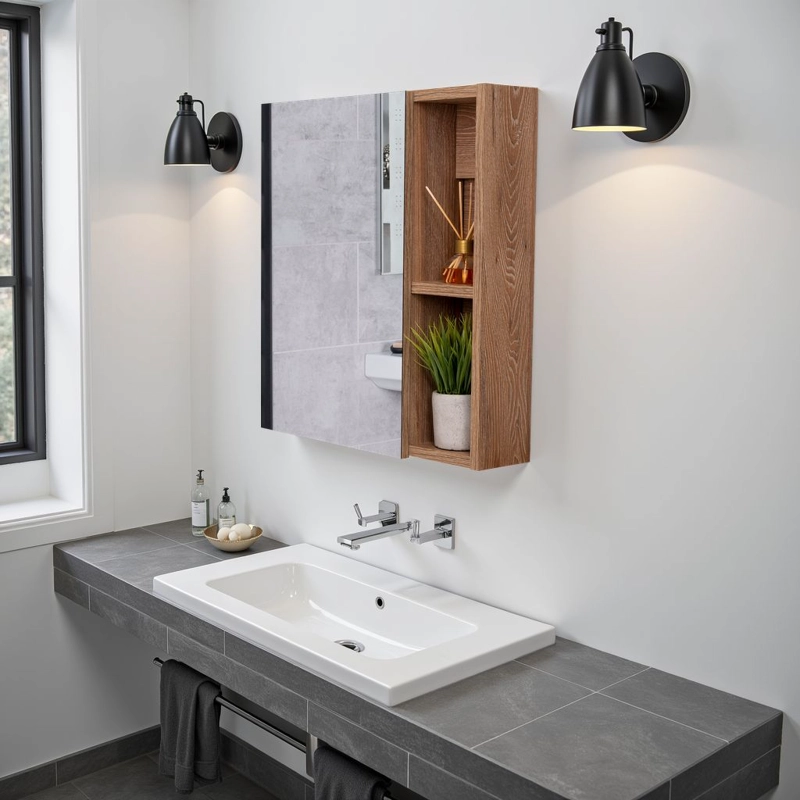 BOTIQUIN PARA BAÑO LABELLE 49.7X45X12.5 CM MIEL CON ESPEJO - 6