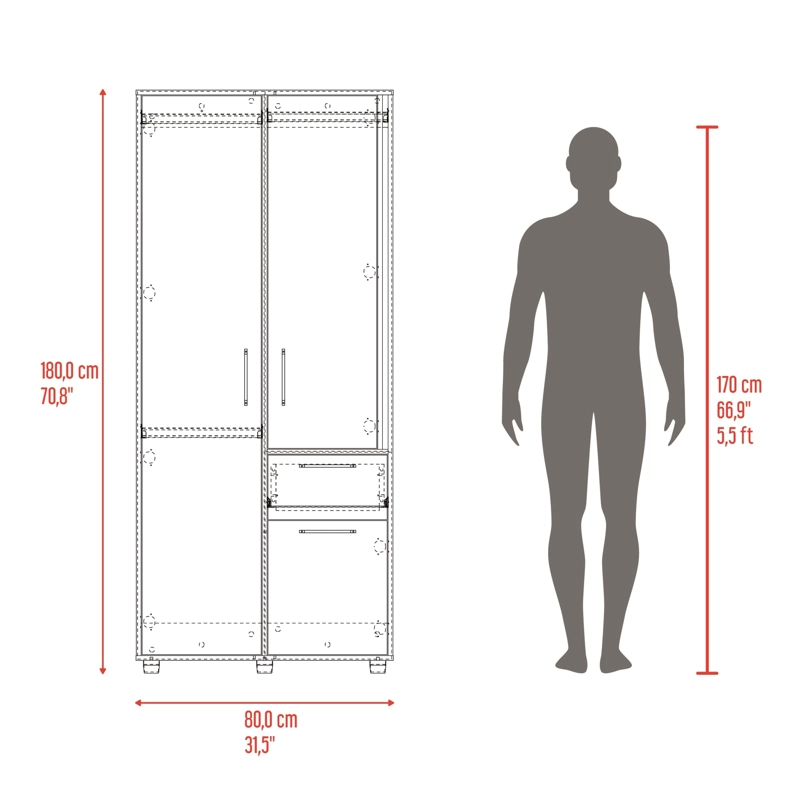 CLOSET 3 PUERTAS 1 CAJON VANCE FRESNO Y CAPRI 180X80X52 CM - 8