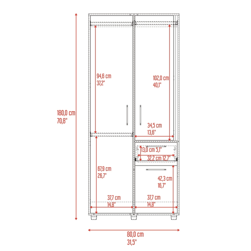 CLOSET 3 PUERTAS 1 CAJON VANCE FRESNO Y CAPRI 180X80X52 CM - 9