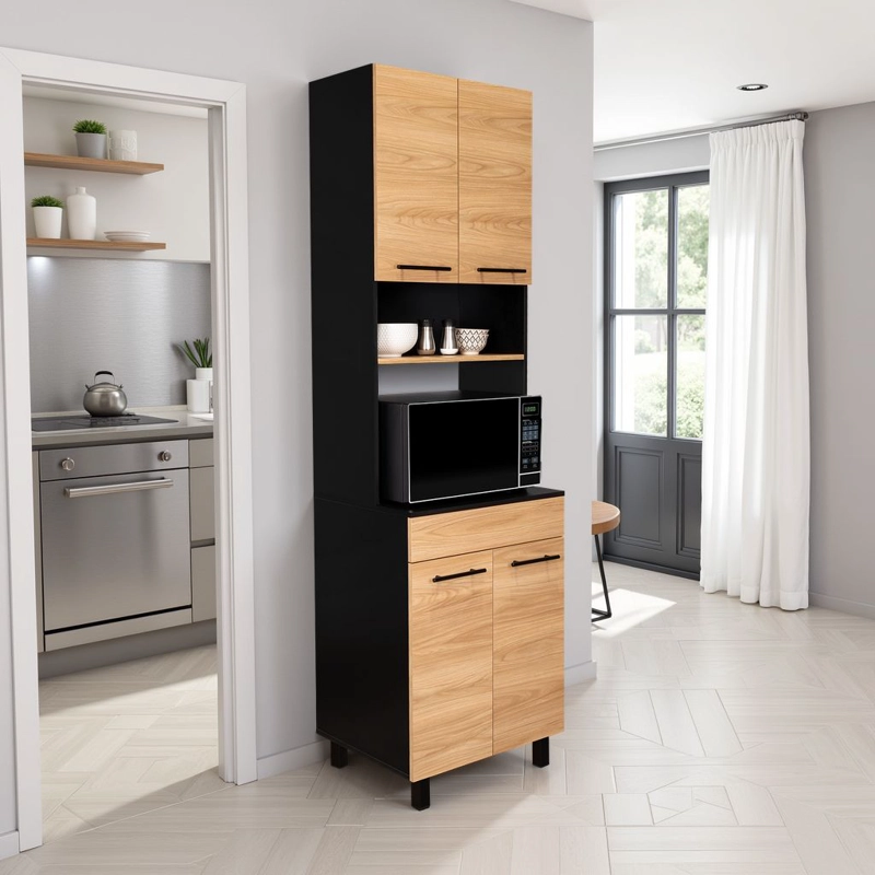 MUEBLE DE COCINA PARA MICROONDAS LUNA WENGUE Y FRESNO 210X60X49,1 CM - 6