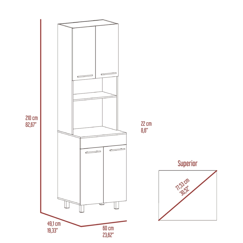 MUEBLE DE COCINA PARA MICROONDAS LUNA WENGUE Y FRESNO 210X60X49,1 CM - 7