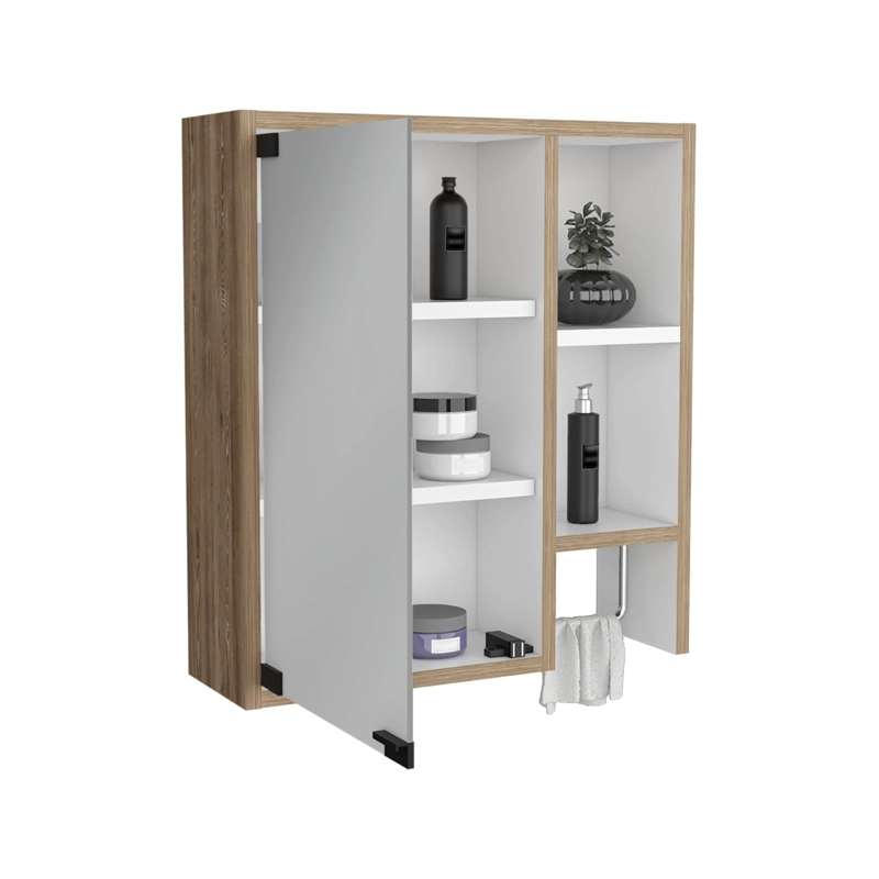 BOTIQUIN PARA BAÑO MARTINICA 52,2X47,2X14,6 CM MIEL Y BLANCO CON ESPEJO - 3
