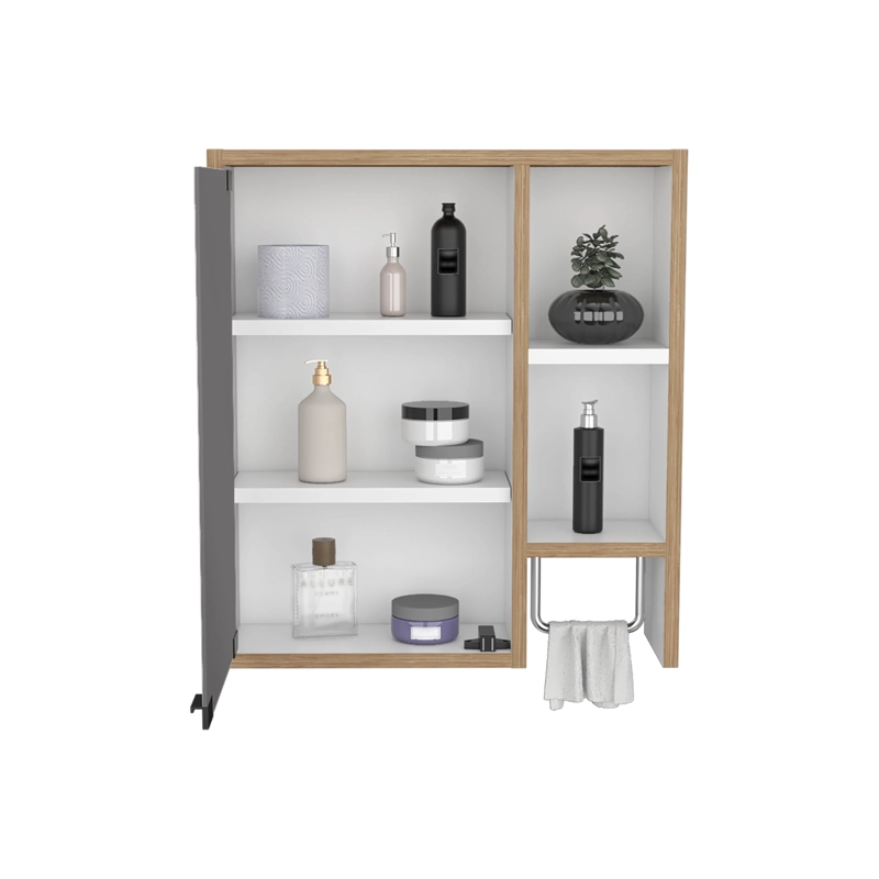 BOTIQUIN PARA BAÑO MARTINICA 52,2X47,2X14,6 CM MIEL Y BLANCO CON ESPEJO - 4