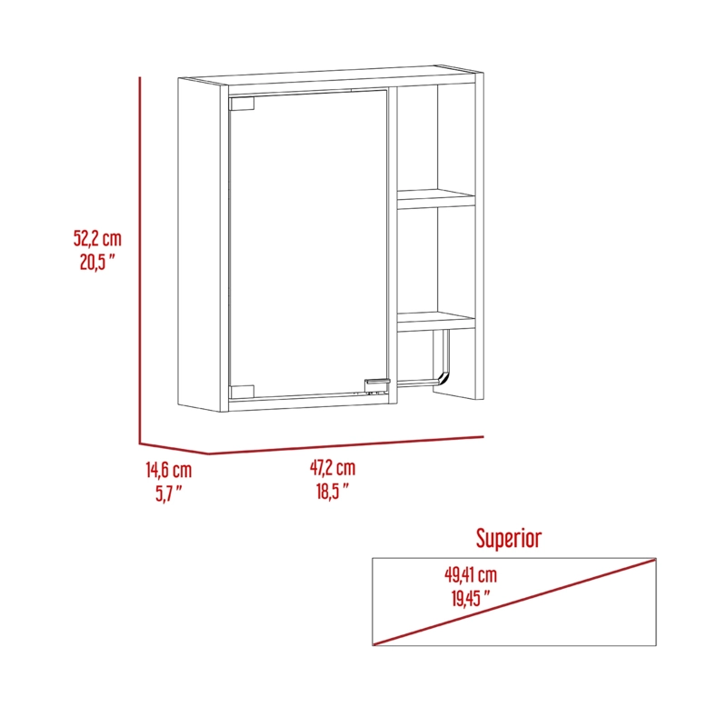 BOTIQUIN PARA BAÑO MARTINICA 52,2X47,2X14,6 CM MIEL Y BLANCO CON ESPEJO - 7