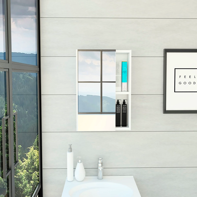 BOTIQUIN PARA BAÑO LABELLE 49,7X45X12,5 CM BLANCO CON ESPEJO - 6