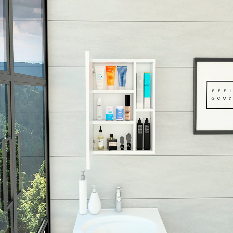 BOTIQUIN PARA BAÑO LABELLE 49,7X45X12,5 CM BLANCO CON ESPEJO - 7