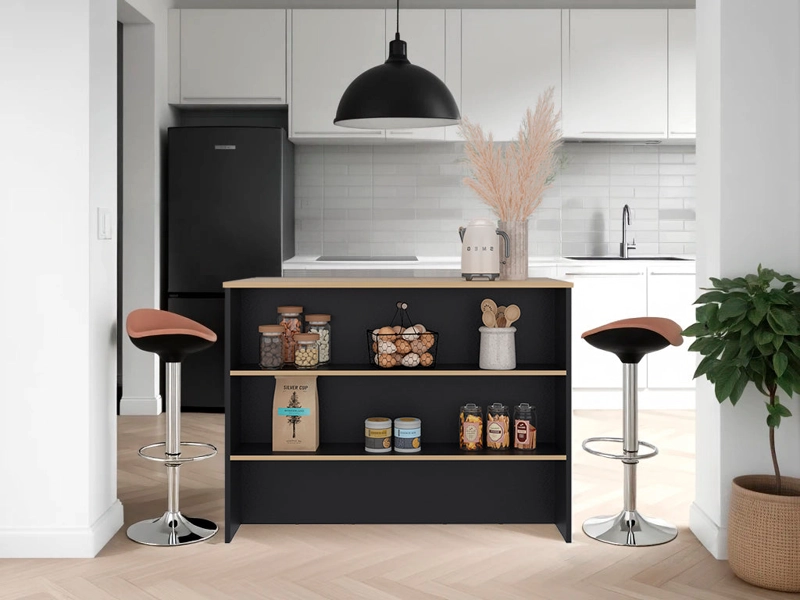 ISLA DE COCINA FENDI 90X120X60 CM WENGUE Y FRESNO EUROPEO - 6