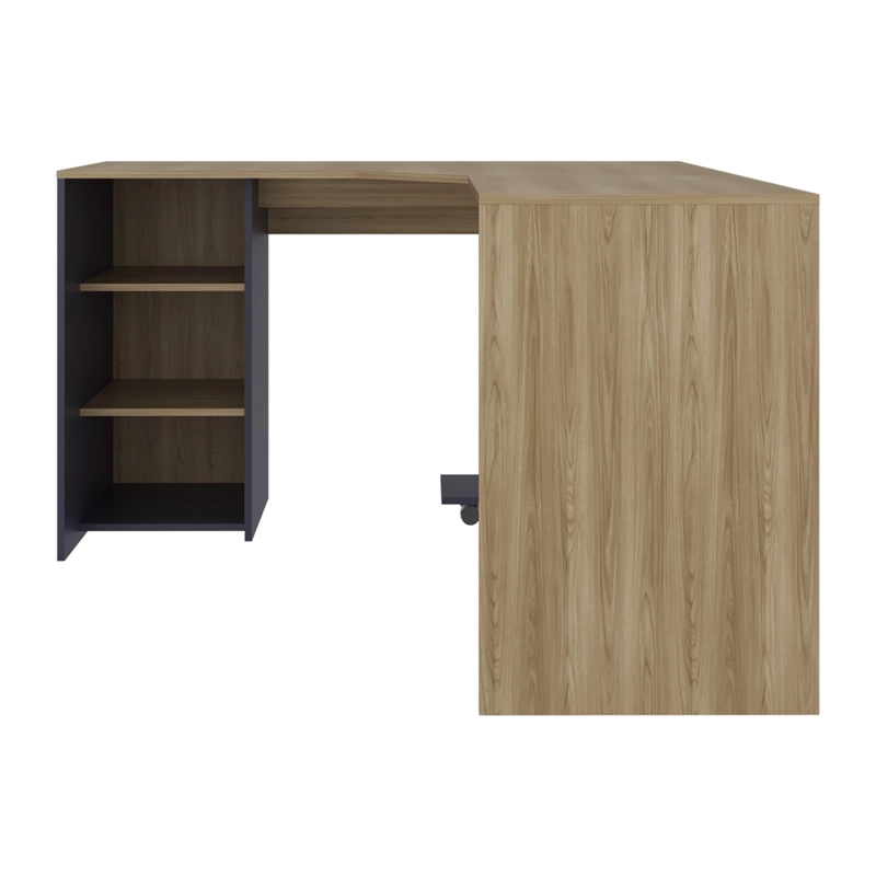 ESCRITORIO EN L BAGGIO FRESNO Y KRONOS AZUL 76,5X130X130 CM - 2