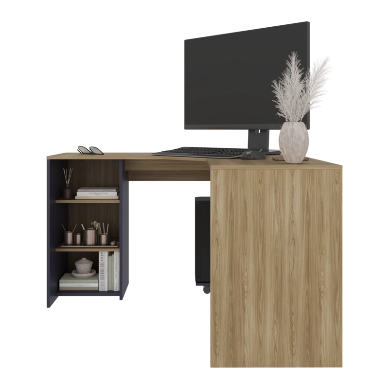 ESCRITORIO EN L BAGGIO FRESNO Y KRONOS AZUL 76,5X130X130 CM - 4