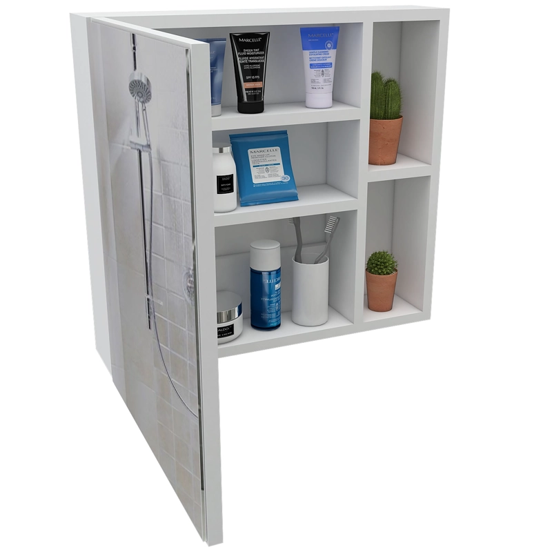 BOTIQUIN PARA BAÑO OMARI 47.3X50X12.2 CM BLANCO CON ESPEJO - 3