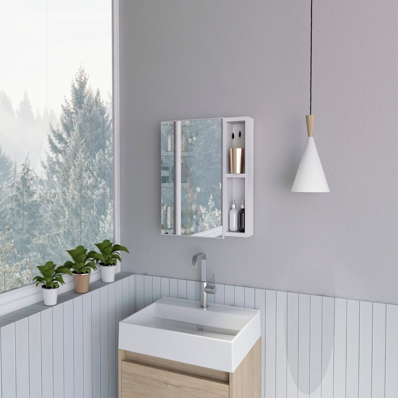 BOTIQUIN PARA BAÑO OMARI 47.3X50X12.2 CM BLANCO CON ESPEJO - 5