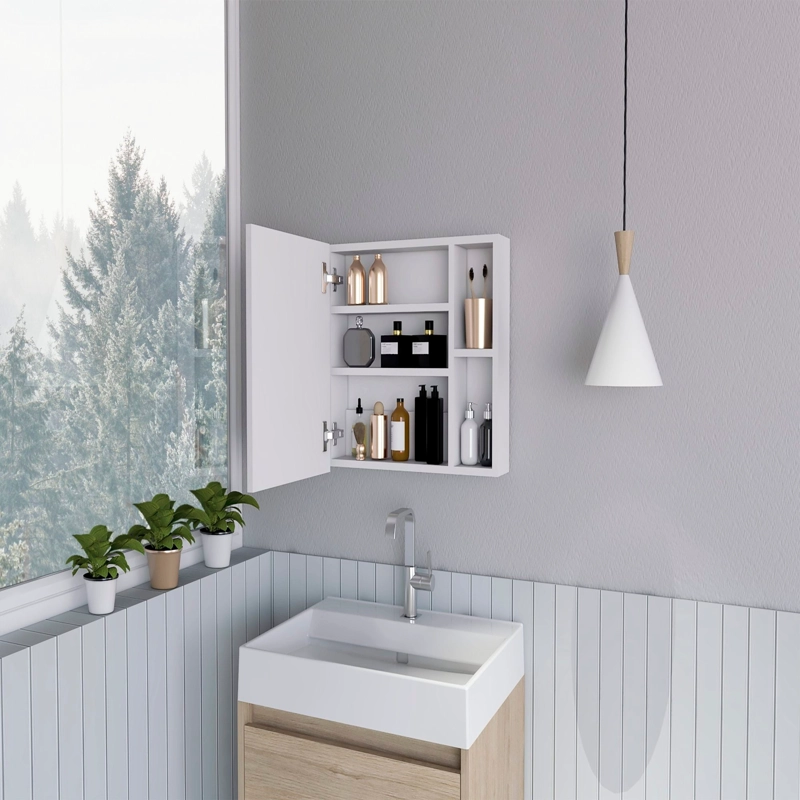 BOTIQUIN PARA BAÑO OMARI 47.3X50X12.2 CM BLANCO CON ESPEJO - 6