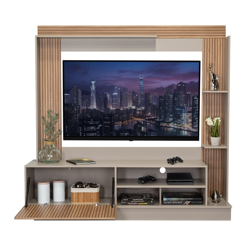 ESTANTE TV 70' DOHA TAUPE Y MIEL 175X180X38,5 CM - 4