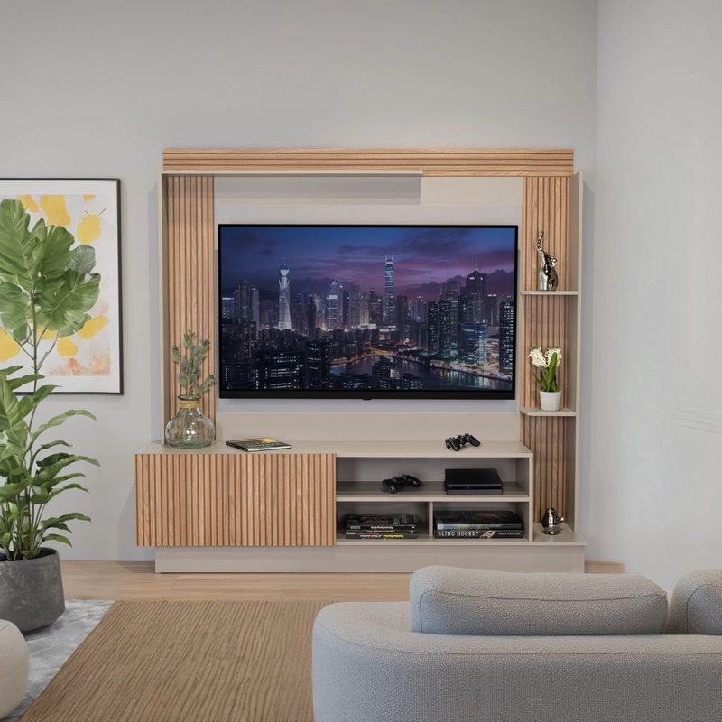 ESTANTE TV 70' DOHA TAUPE Y MIEL 175X180X38,5 CM - 6