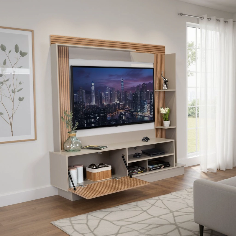 ESTANTE TV 70' DOHA TAUPE Y MIEL 175X180X38,5 CM - 7