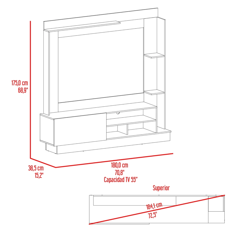ESTANTE TV 70' DOHA TAUPE Y MIEL 175X180X38,5 CM - 8