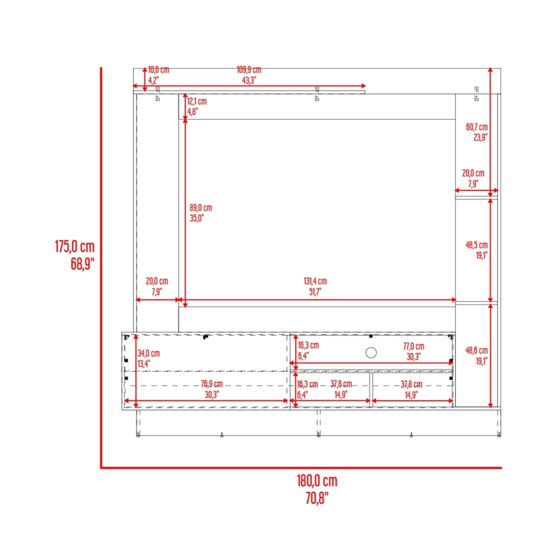 ESTANTE TV 70' DOHA TAUPE Y MIEL 175X180X38,5 CM - 9