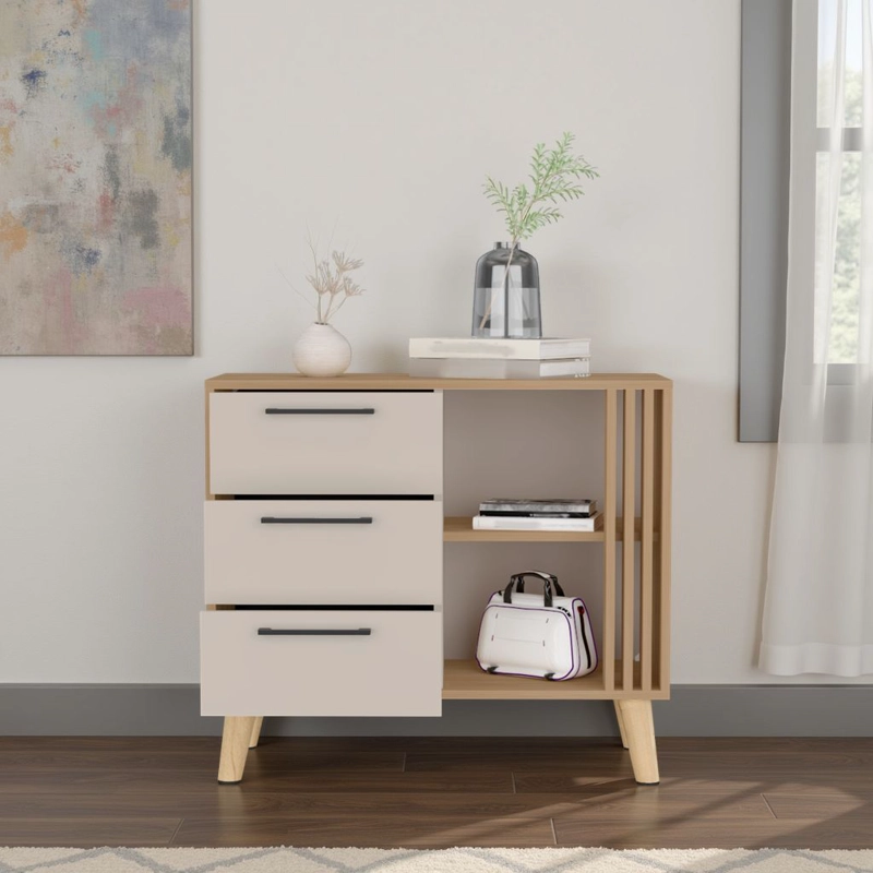 COMODA 3 CAJONES VANCE ECO 64,4X80X35 CM FRESNO EUROPEO Y CAPRI - 5