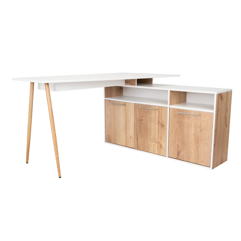 ESCRITORIO EN L 3 PUERTAS SINGAPUR 72,5X130X120 CM DUNA Y BLANCO - 1